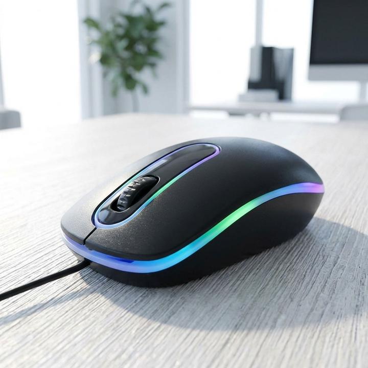 Actual product image ProWorld Optical USB mouse with 3 buttons, multicolour illumination (Cable)