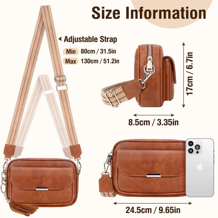 Produktbild Only-Bags.Store Crossbody Tasche Leder Umhängetasche Medium Handtasche mit breitem Riemen Verstellbare