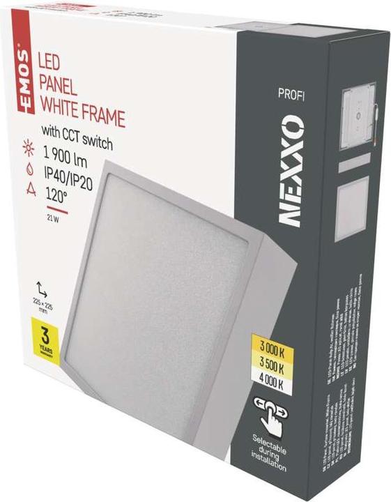 Actual product image Emos Surface-mounted LED light NEXXO, square, white, 21W, with Change CCT (1900 lm)