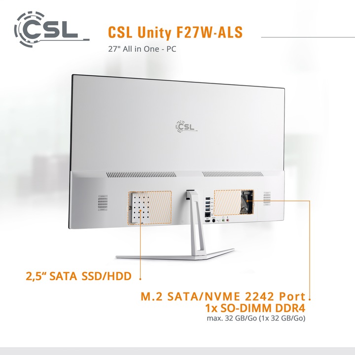 Produktbild CSL All-in-One-PC Unity F27W-ALS 512 GB 16 GB RAM Win 11 Home (Intel N200, 16 GB, 512 GB, Intel UHD Graphics)