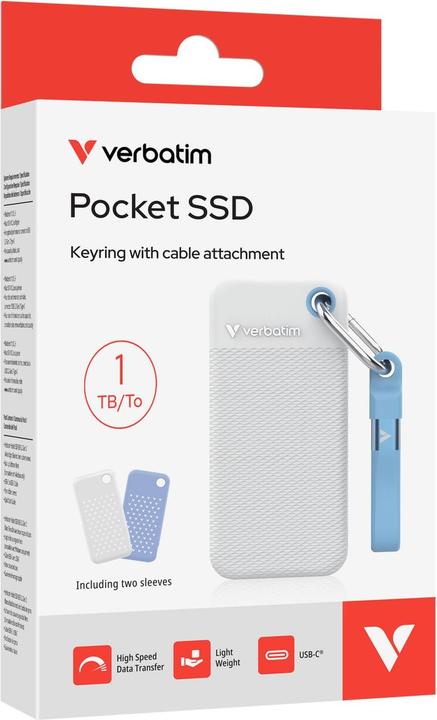 Actual product image Verbatim Pocket SSD 1TB Wht/Blue 2x Slvs (1 TB)