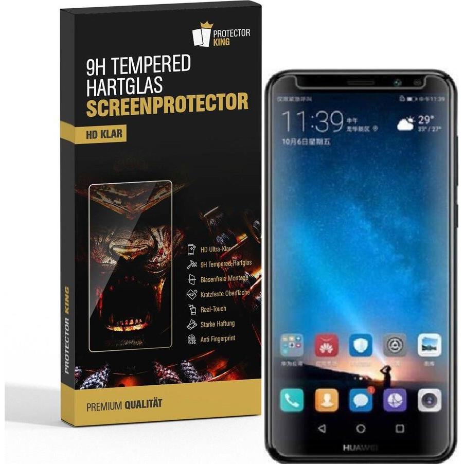 Protectorking 1x echtes Tempered 9H Panzerhartglas 3D KLAR (1 Stück, Huawei Mate 10 Lite), Smartphone Schutzfolie