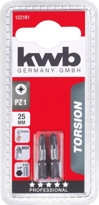 Actual product image kwb 122101 Six-round bit PZ 1 steel 2 pcs. (PZ1)