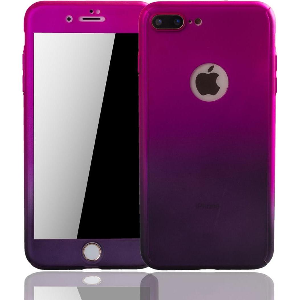 König Design Schutz Handy Hülle für Apple iPhone 7 Full Case Cover Displayschutz 360 Violett (Apple iPhone 7), Smartphon...
