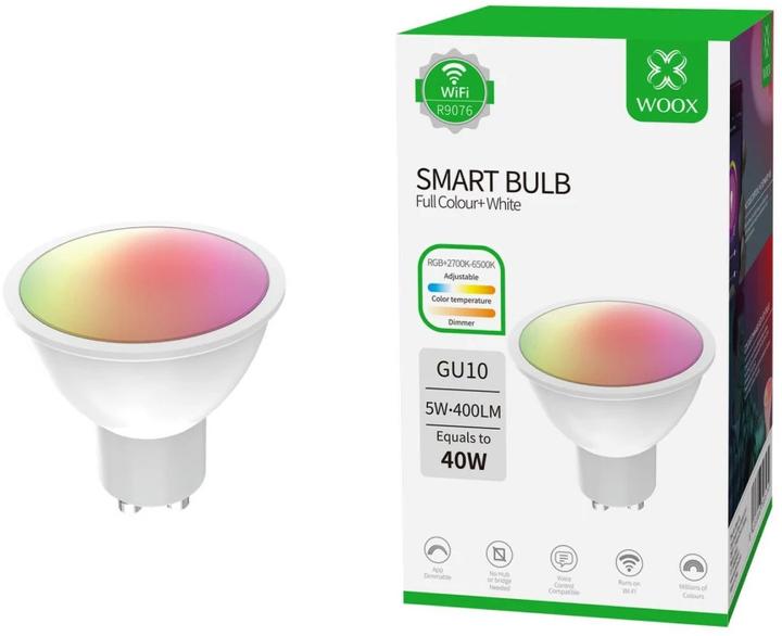 Actual product image Woox Smart LED RGBW Spotlight GU10, Alexa, Wi-Fi (GU10, 5.50 W, 400 lm, 1 x, G)