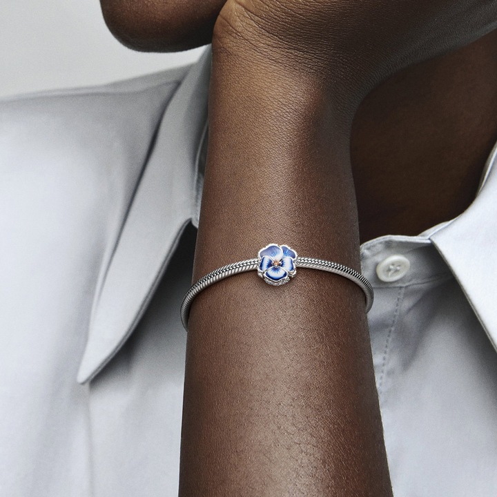 Produktbild Pandora Charm blaue Stiefmütterchenblüte (0.86 cm, Silber 925)