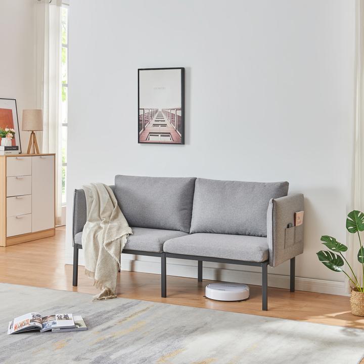 Actual product image En.Casa 2-Sitzer-Sofa Kamar 69x158x63 cm Grau (2 person sofa)