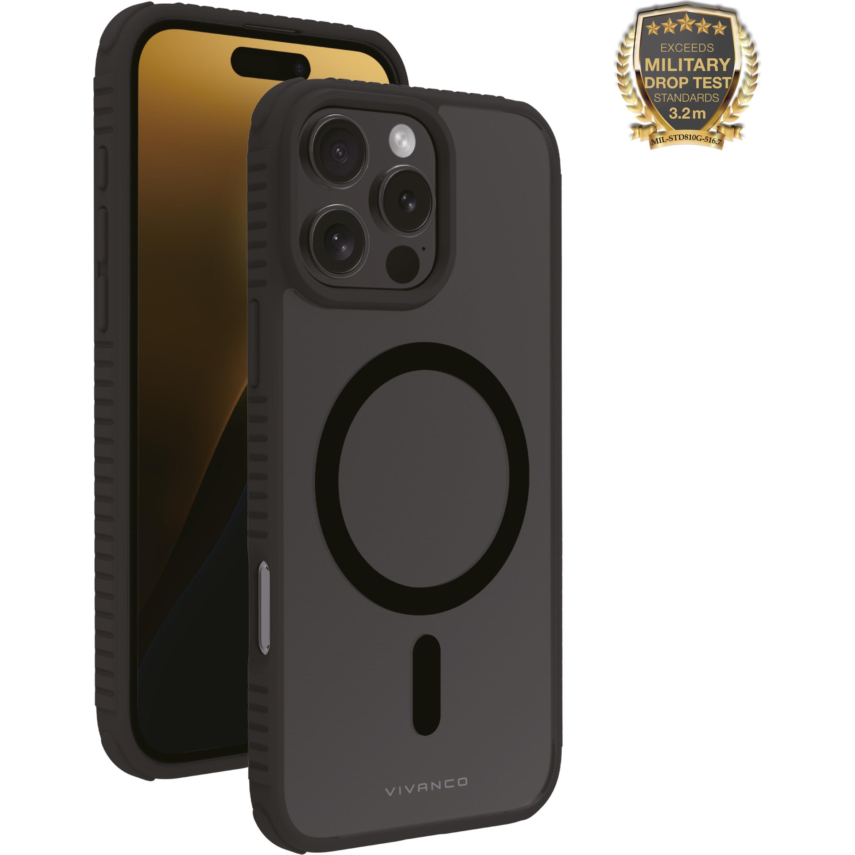 Thumbnail - Vivanco MAG SOLID ELITE Cover fuer iPhone 16 Pro Max, semi transp./schwarz, 3.2m Drop-Protection, MagSafe Su (Apple iPho...