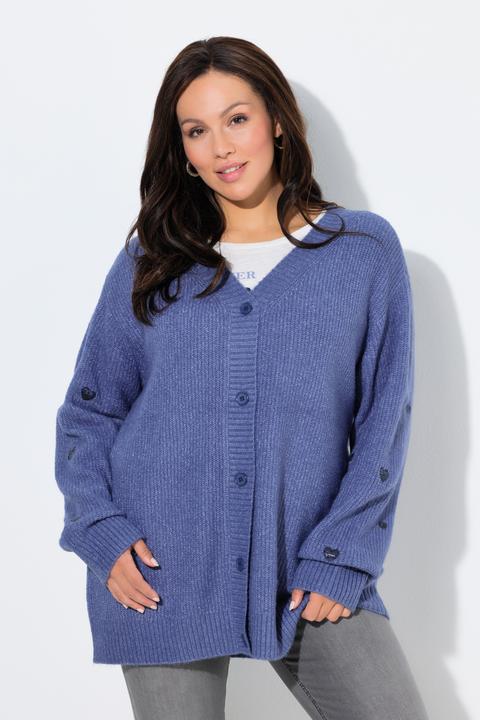 Produktbild Ulla Popken Strickjacke, Paillettenherzen, V-Ausschnitt, Langarm (58, 60)