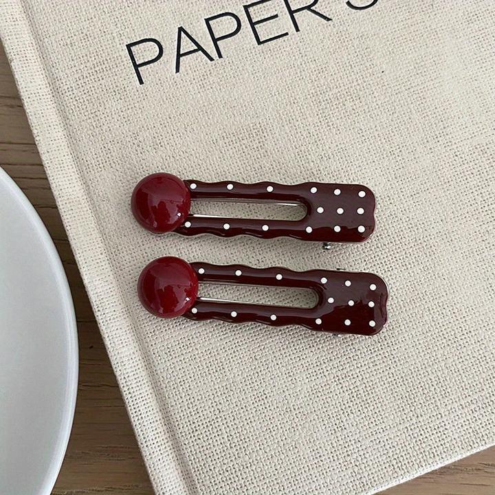 Produktbild Activity Board Rote und weisse gepunktete Haarspangen im Vintage-Stil - 2er-Set (2 Stk.)