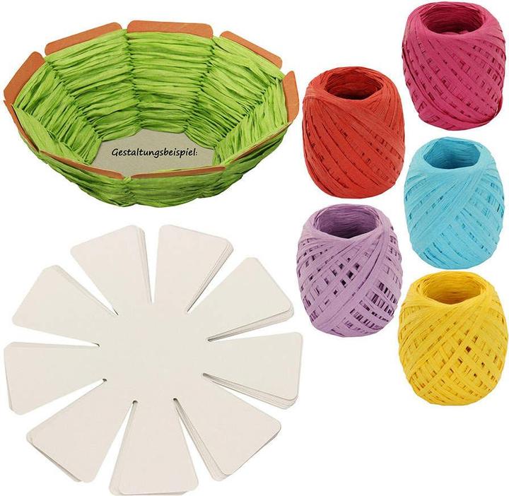 trendmarkt24 DIY Osterkorb Bastelset 10 Osternester zum Flechten 5x Papierkordeln bunt Osternestchen (10 x)