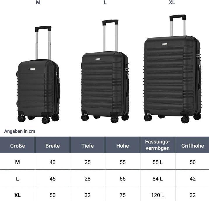 Actual product image Juskys 3-teiliges Hartschalenkoffer-Set mit 360° Rollen (120 l)
