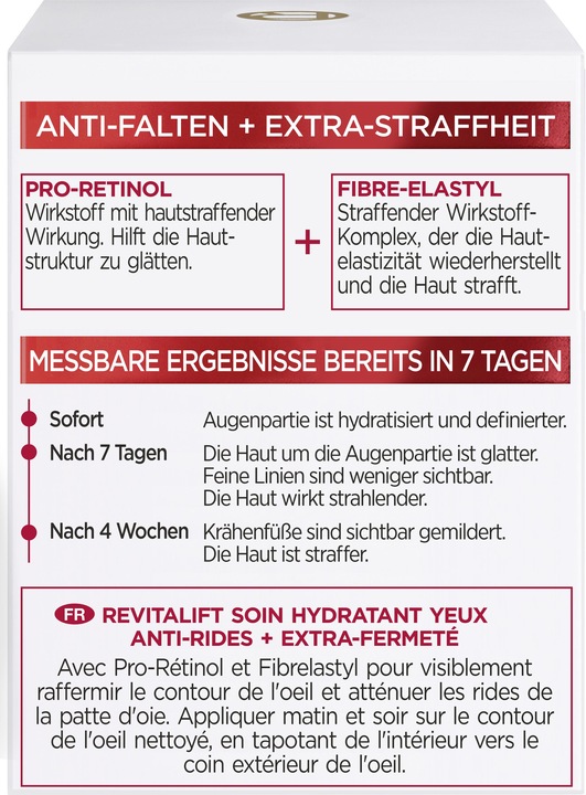 Nährwerte und Zutaten L'Oréal Paris Revitalift Classic Augencreme (Crème, 15 ml, Tag)