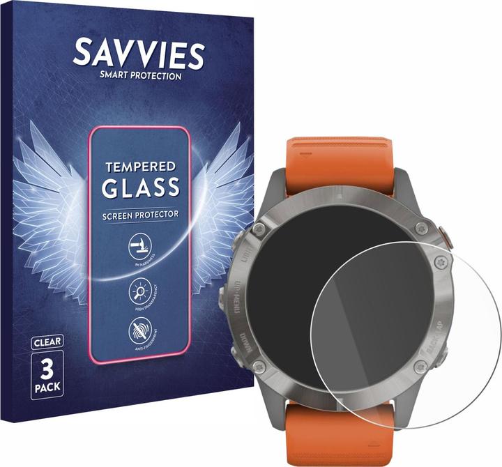 Savvies Panzerglas Hartglas Displayschutz (fenix 6 Pro)