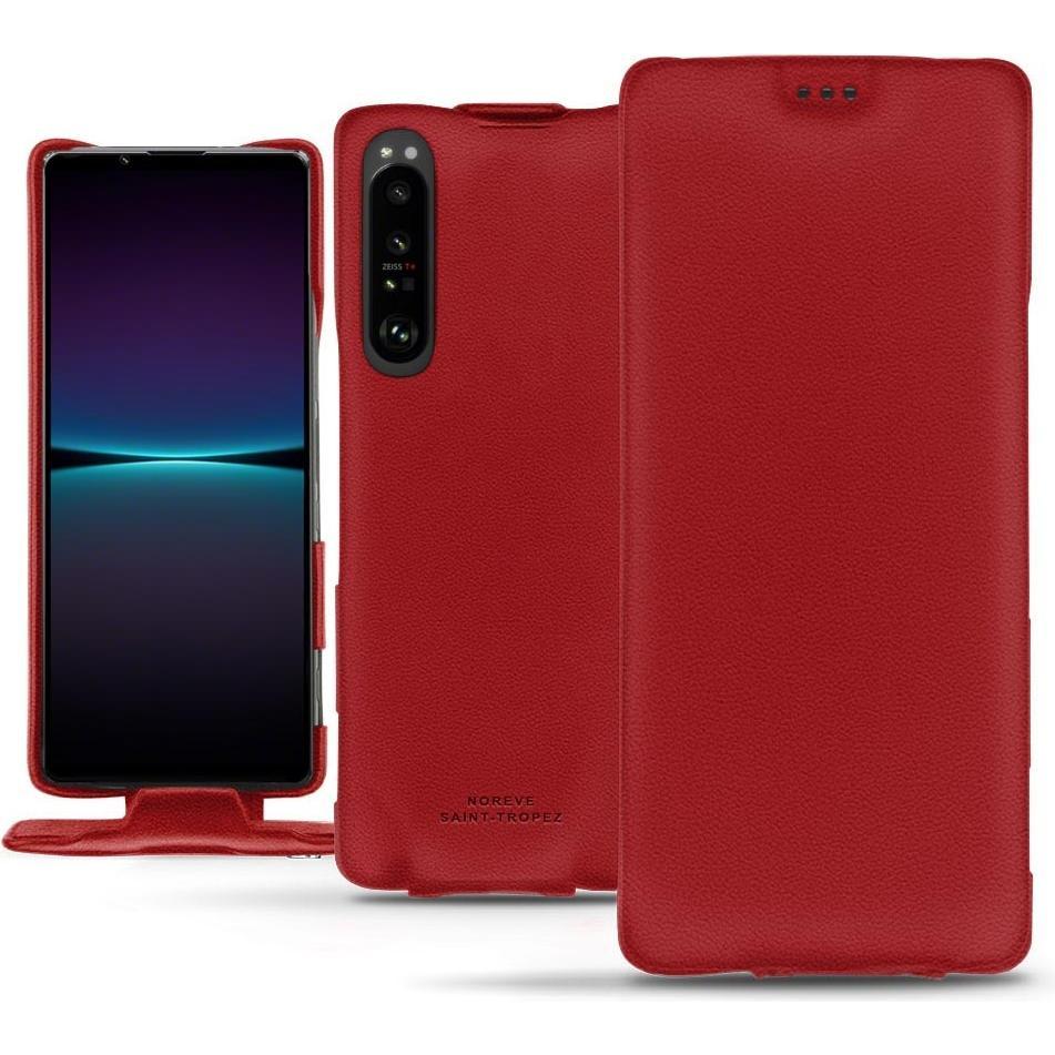 Noreve Lederschutzhülle vertikal (Sony Xperia 1 IV), Smartphone Hülle, Rot