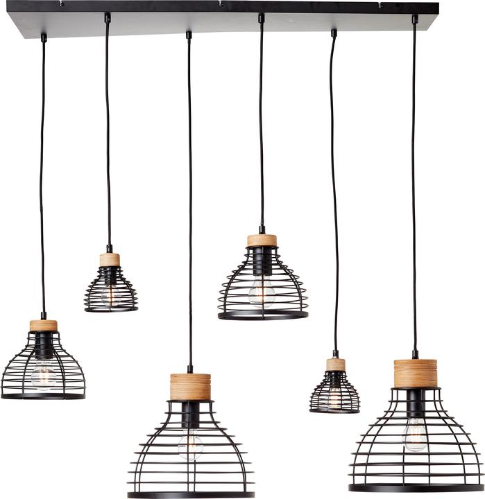 Produktbild Brilliant Avia Pendelleuchte 6flg schwarz/holz (E27)