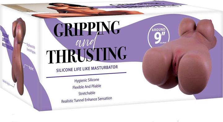 Actual product image NMC 9 inch silicone life like masturbator with noduled tunnel brown