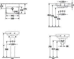 Actual product image Villeroy & Boch V&B hand-rinse basin O.NOVO 500x370mm o HL without ÜL we C+ (370 mm, 500 mm)