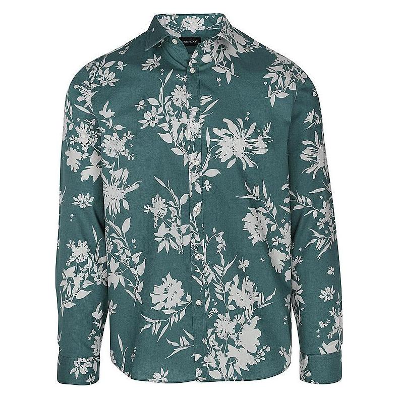 Replay, Herren, Hemden, Slim Fit, Grün, (L)