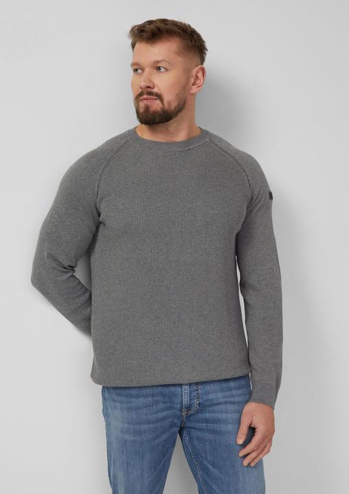 Produktbild s.Oliver Strickpullover Strickpullover mit Raglanärmeln und Logo-Patch (XXL)