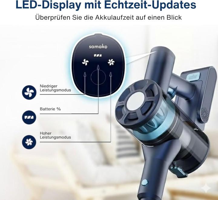 Produktbild Samako Kabelloser Akku-Stielstaubsauger 200W 22 kPa