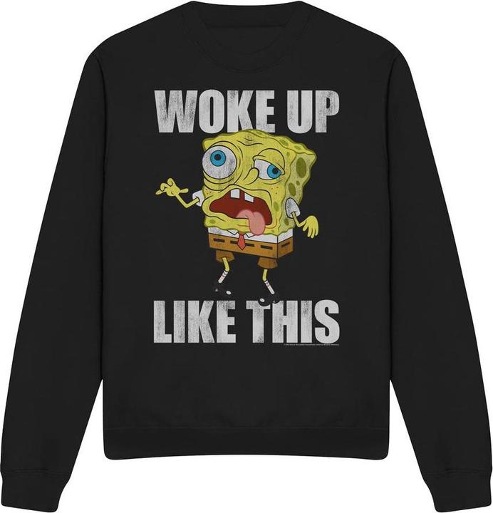 Actual product image Spongebob Squarepants Unisex Adult Woke Up Like This Meme Sweatshirt (XL)