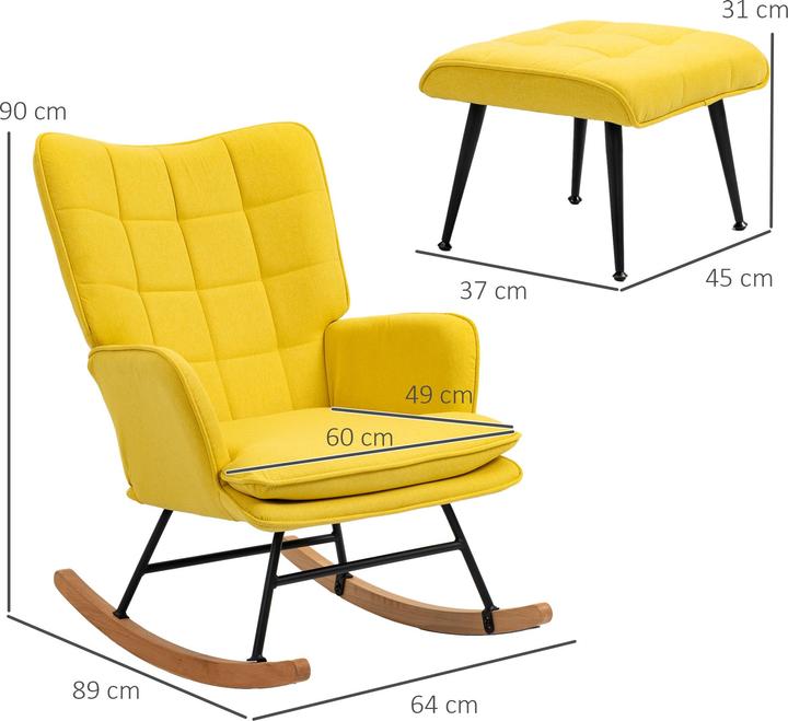 Actual product image Homcom Rocking chair with stool and high backrest