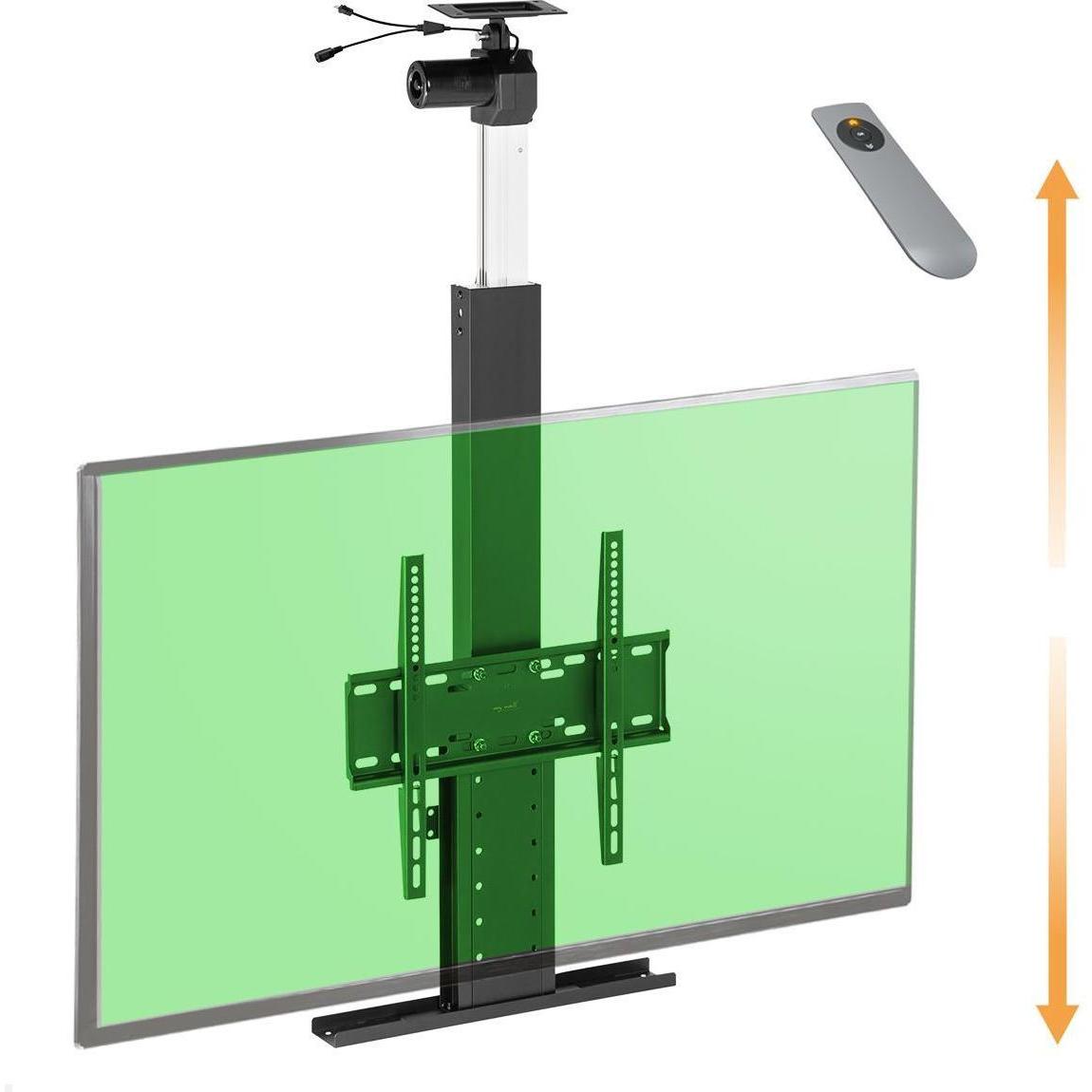 MonLines MLD780B TV Lift Deckenhalterung elektrisch, Hub 780mm, schwarz (32" - 55"), Piedistallo TV, Nero