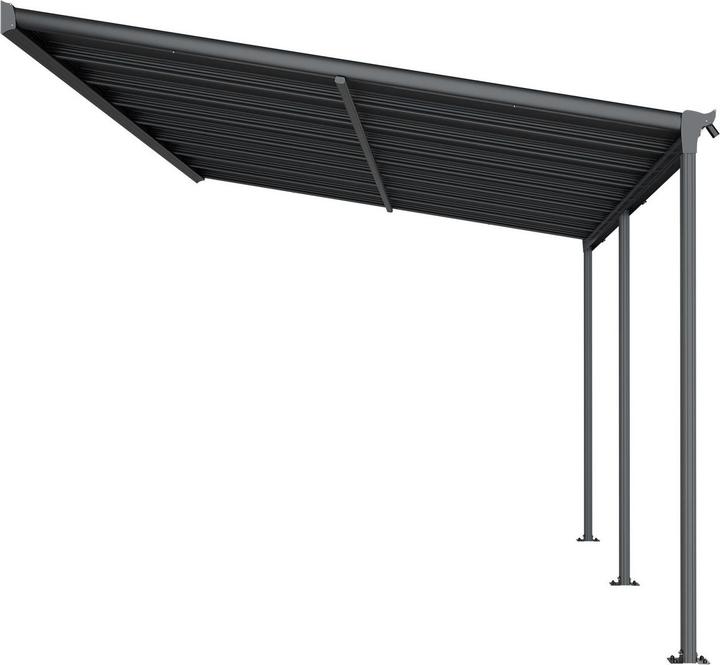 Juskys Aluminium Terrassendach Borneo 4,9x3m mit Doppelsteg-Platten - Dunkelgrau