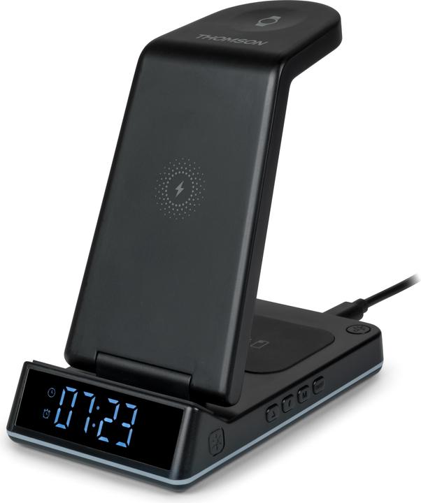 Actual product image Bigben CL750IS sw 4-in-1 charging station clock,night light,3xinduction,1xUSB,Android