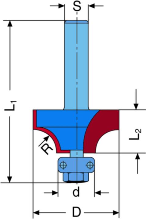 Fresa a raggio concavo con cuscinetto a sfera in MD 6,35 mm