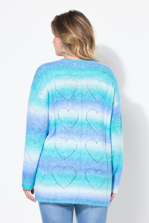 Produktbild Miamoda Pullover, Farbverlauf, Herz-Ajourmuster, V-Ausschnitt, Langarm (44)