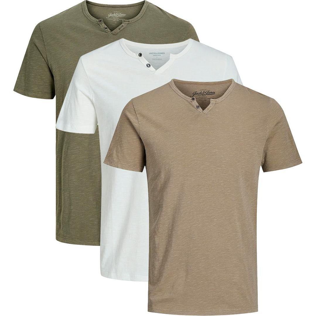 Jack & Jones, Herren, Shirt, 3er Pack Split T-Shirt, Weiss, (M)