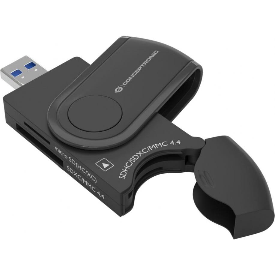 Conceptronic Card Reader USB3.0 2xSD,2xMicroSD sw (USB 3.0), Speicherkartenlesegerät, Schwarz