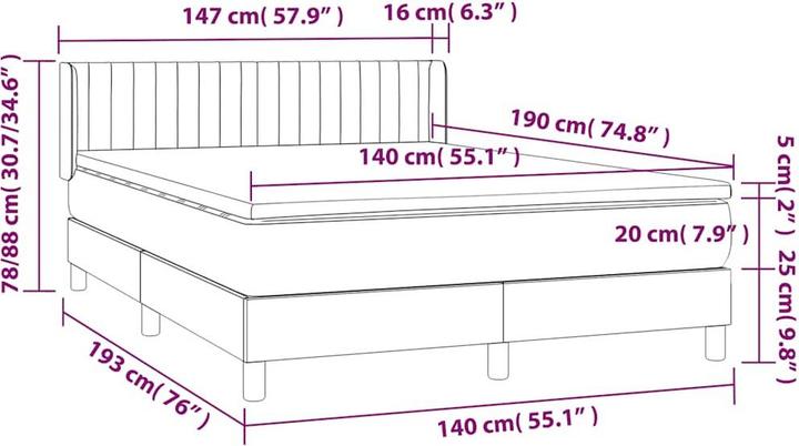 Produktbild vidaXL Boxspringbett (140 x 190 cm)