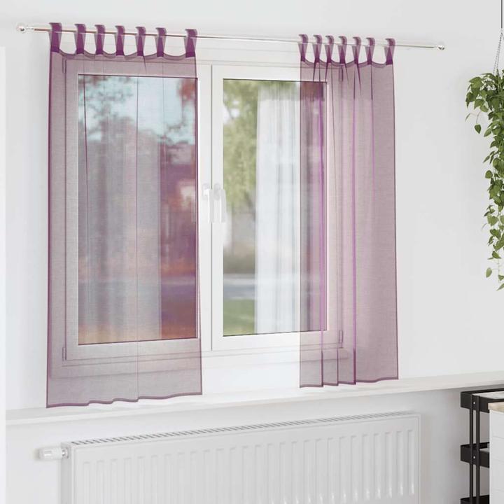 Produktbild vidaXL Voile Vorhänge mit Stangentaschen 2 Stk. Lila (140 x 140 cm)