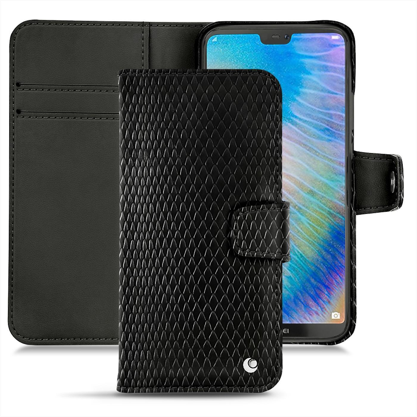 Noreve Lederschutzhülle Wallet (Huawei P20 Lite), Smartphone Hülle, Schwarz