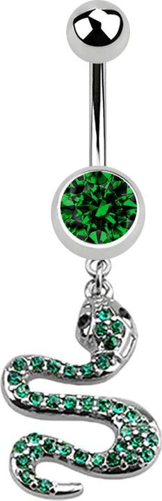 Produktbild Star Piercing Banane silber mit Anhänger Schlange grün (Chirurgenstahl 316L, ohne Messing)
