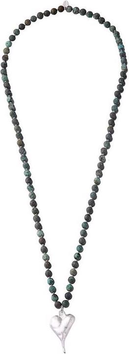 Immagine prodotto Andreani Collana con pietre autentiche turchese africano e ciondolo a forma di cuore (Verde)