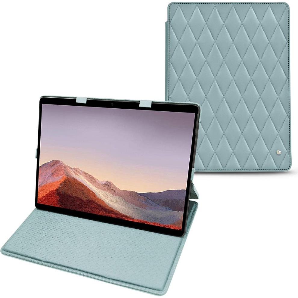 Noreve Lederschutzhülle vertikal (Microsoft Surface Pro X), Tablet Hülle, Blau