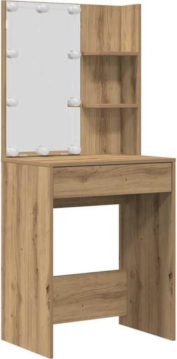 Actual product image VidaXL Schminktisch-Set mit LED-Leuchten Artisan-Eiche Holzwerkstoff (60 x 40 x 140 cm)