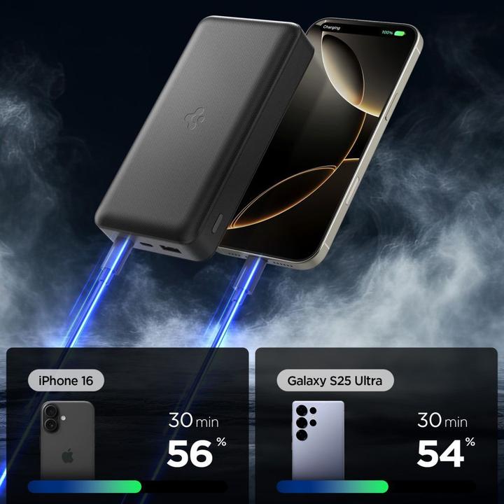 Actual product image Spigen - Power Bank (EA3030) - Fast Charge, USB, 2x Type-C, Quantum Boost, 30000mAh, 30W - Black (30000 mAh, 30 W, 30 Wh)