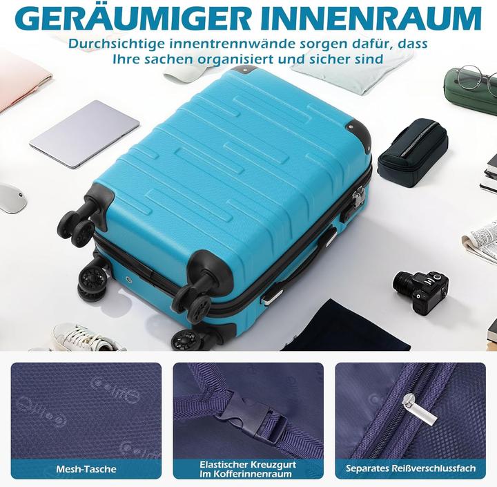 Actual product image Coolife 2-teiliges Hartschalen-Reisekoffer-Set mit TSA-Schloss und 4 Rollen (60 l)