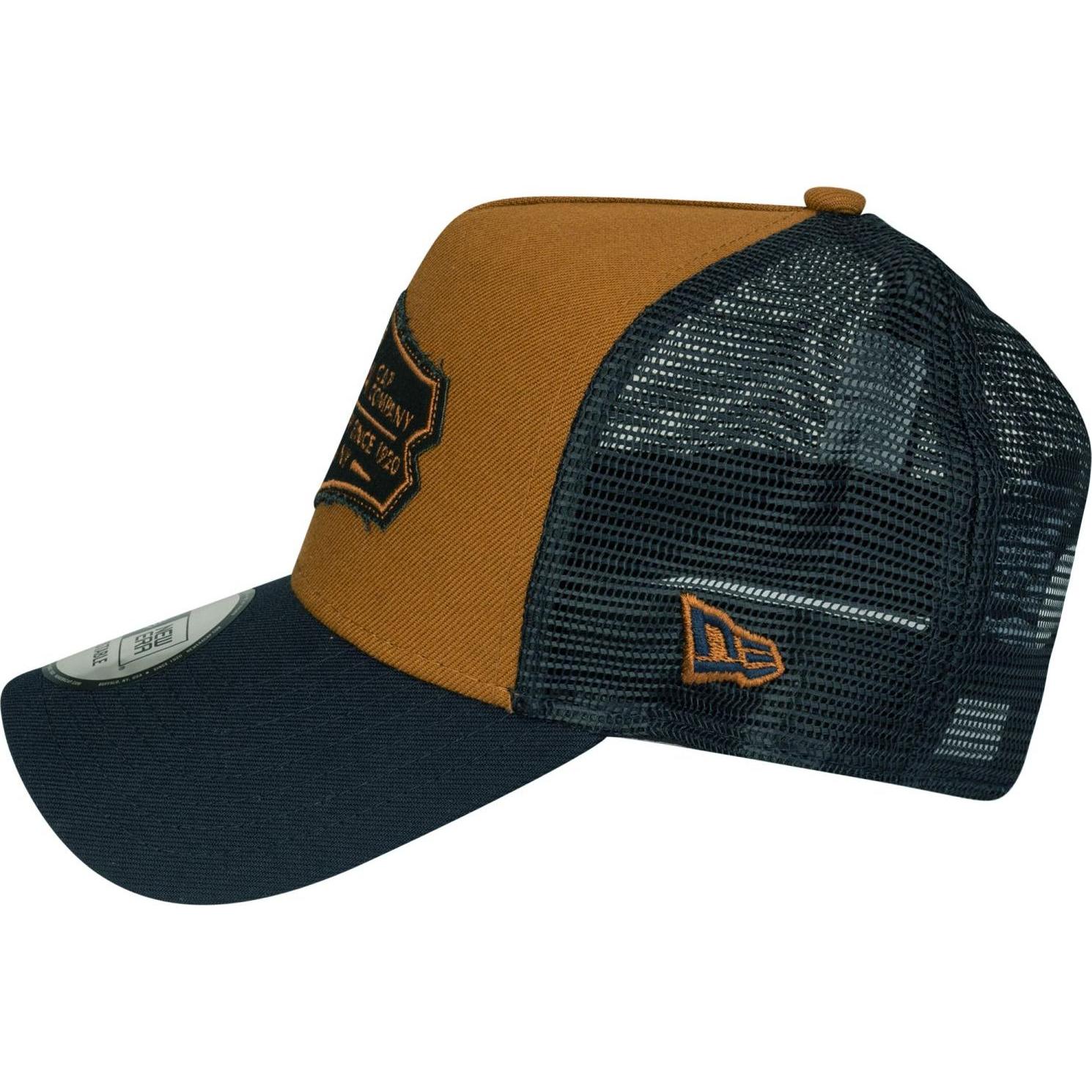 Thumbnail - New Era, Herren, Cap, Adjustable Trucker Cap - RETRO PATCH navy / peanut, Blau, (One Size)