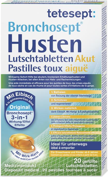 Valeurs nutritives et ingrédients Tetesept Bronchosept Toux Aiguë 20 comprimés à sucer (20 pièce(s))