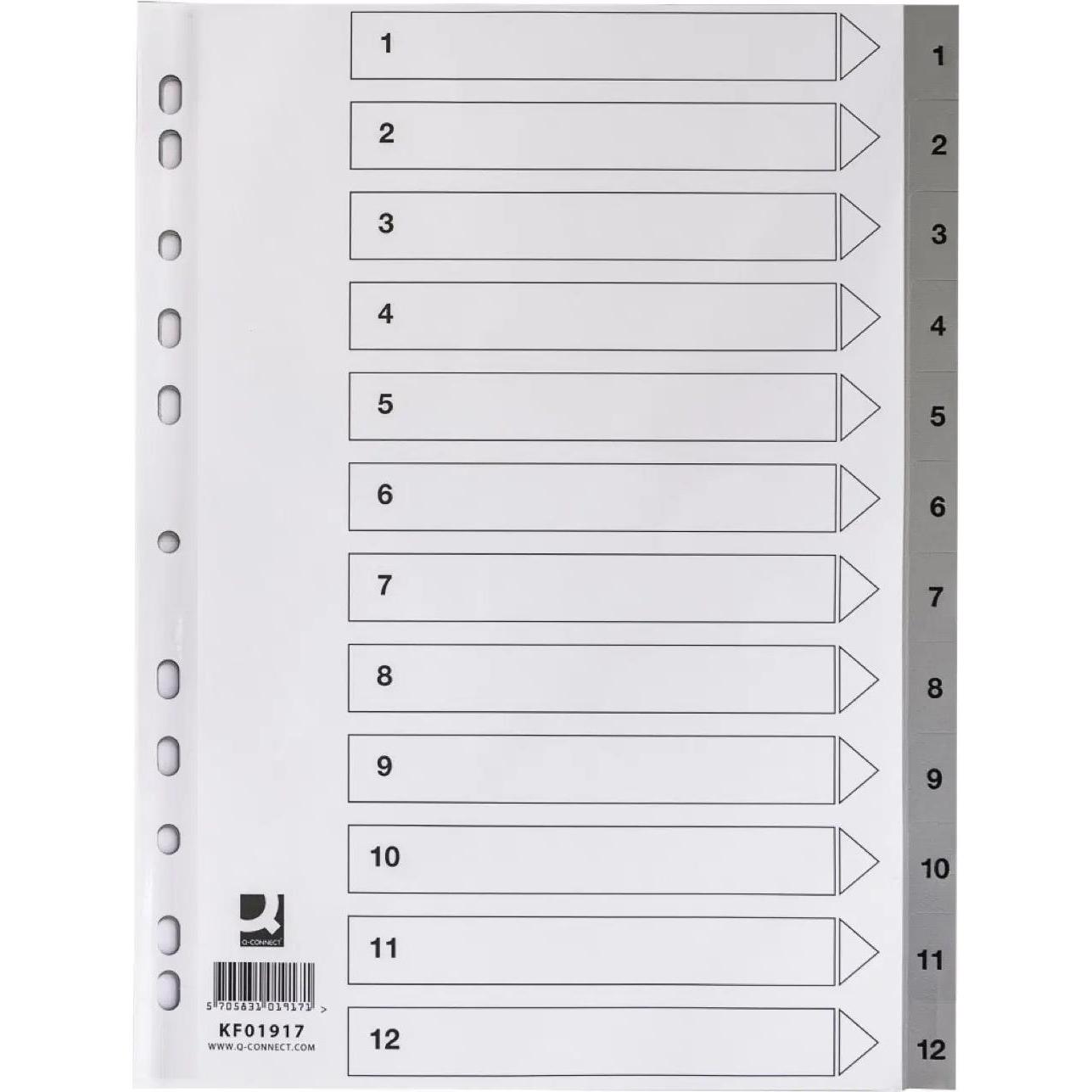Q-Connect, Ordner Zubehör, Register Vollformat aus PP, mit Indexblatt
