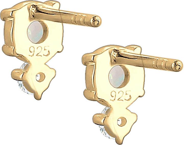 Actual product image Elli Circle, Opal, Solitaire Earring, Vintage (925 Sterling silver gold-plated, Zirconia, Synthetic Opal)