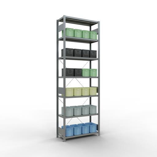 Actual product image Schulte Lagertechnik MULTIplus250 boltless basic shelving system with cross brace