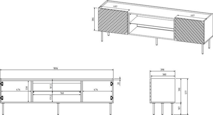 Nutritional values and ingredients Cama RTV cabinet with electric fireplace ONDA 180 5x40xH58 39 green (standing or wall-mounted) (180.50 x 40 x 58 cm)