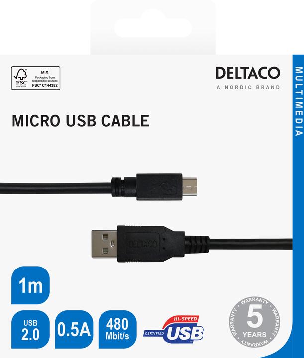 Produktbild Deltaco 140008 (1 m, USB 2.0)